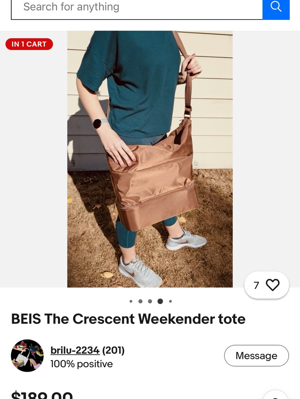 BEIS The Crescent Weekender Tote In MAPLE - Picture 9 of 9